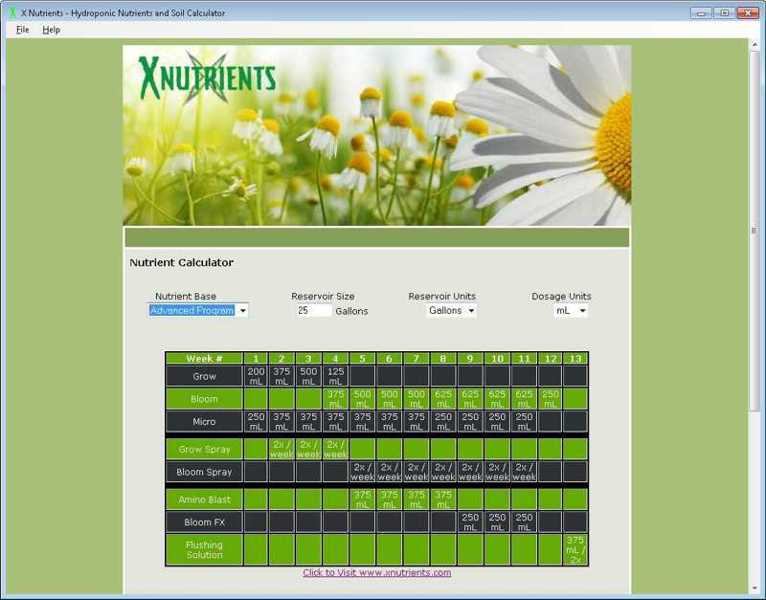 Click to view Hydroponic Nutrients Calculator 1.3 screenshot